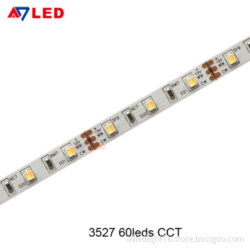 Adled Light SMD3527 60leds 12v 24v CCT bicolor 2 in 1 temperature adjustable warm white cold white led strip